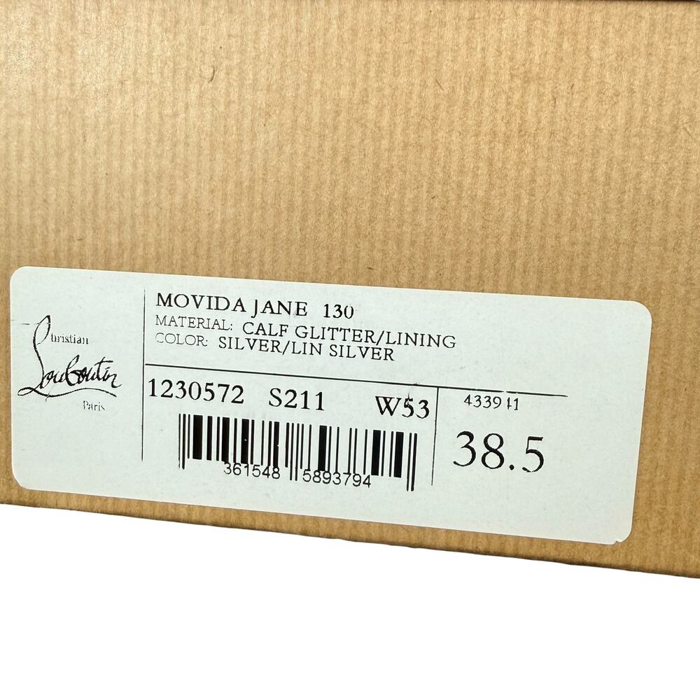 New Christian Louboutin Movida Jane Glitter Platfrom Pumps Silver Size 38.5 - Picture 10 of 10